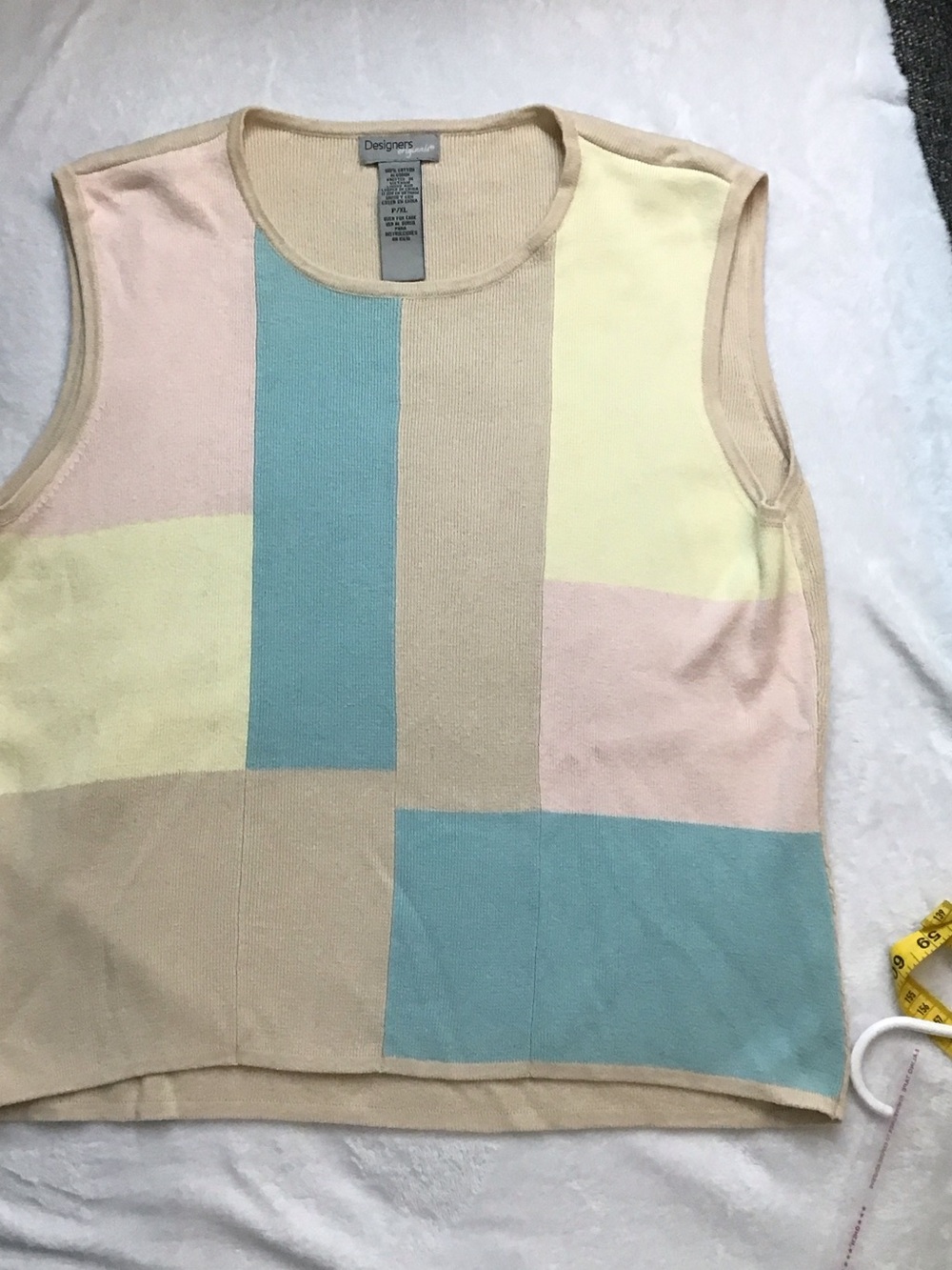 Designers Originals Pastel Block Knit Tank in Cream, Pink, Yellow, Blue